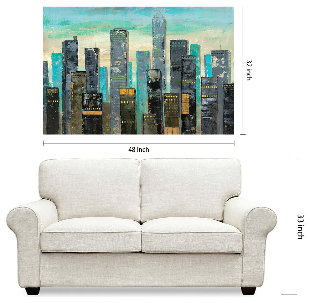"Urban Lights" Glass Wall Art Frameless Free Floating Tempered Glass Print