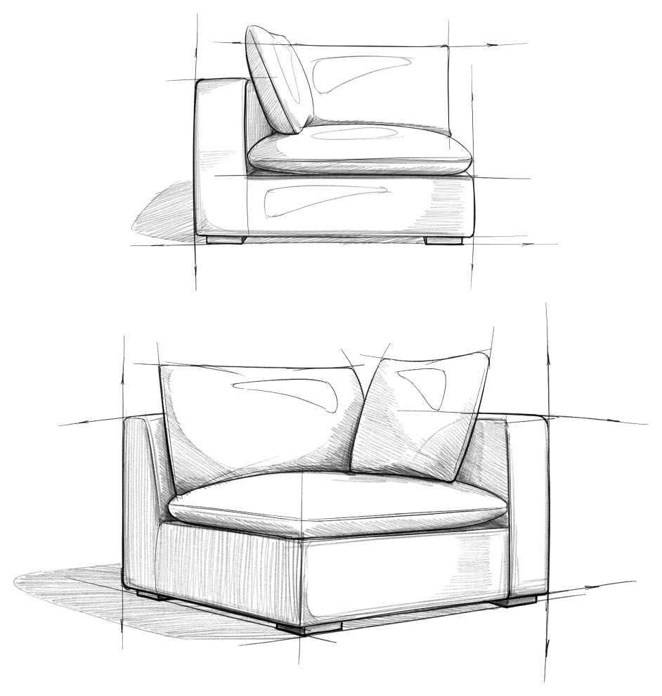 Jasmine Left-Arm Sofa Module in Performance Fabric, Cloud Gray