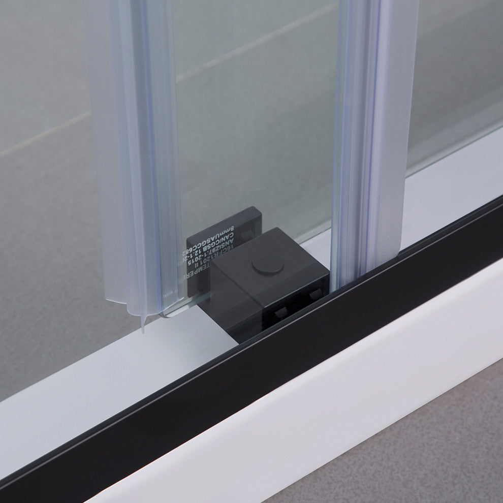 Spezia 60" W x 58" H Double Sliding Frameless Tub Door, Matte Black, 60" W X 58" H