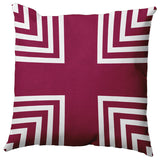 Corner Stripes Polyester Indoor/Outdoor Pillow, Maroon Red, 18"x18"