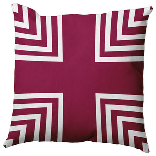 Corner Stripes Polyester Indoor/Outdoor Pillow, Maroon Red, 18"x18"