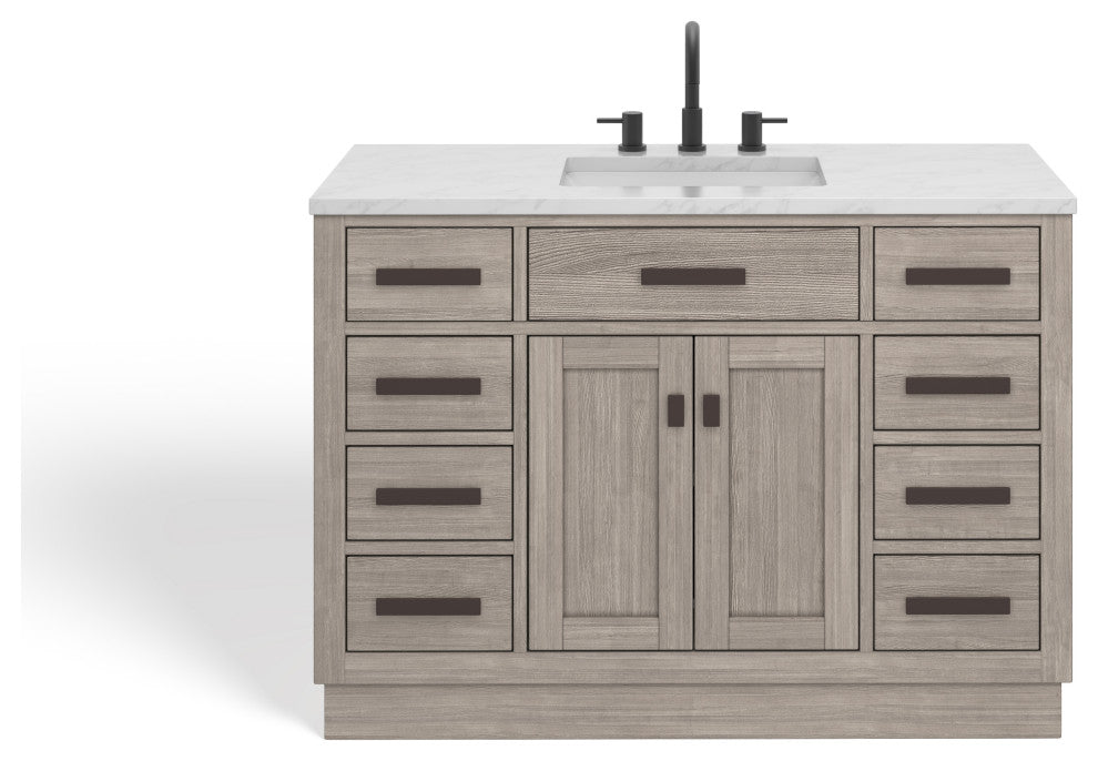 The Cyrus Bathroom Vanity, Gray Oak, 48", Single Sink, Freestanding