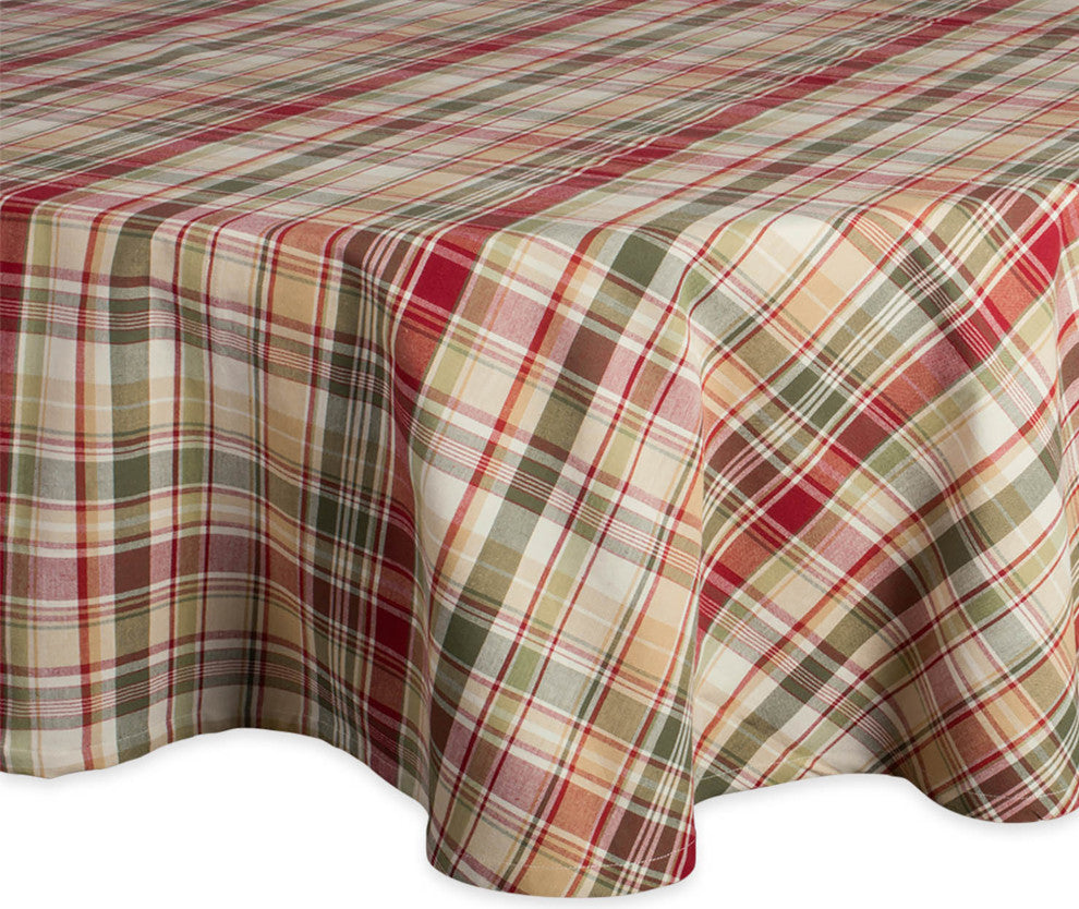 DII Give Thanks Plaid Tablecloth 70 Round