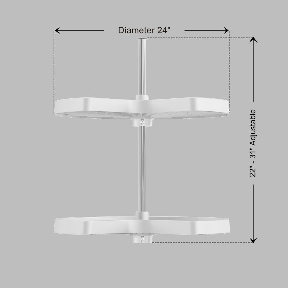 Dowell Lazy Susan Kidney Shape, 2 Tier, White, 24"