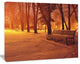 Snow Covered Benches in Evening, Landscape Canvas Art Print, 20"x12"