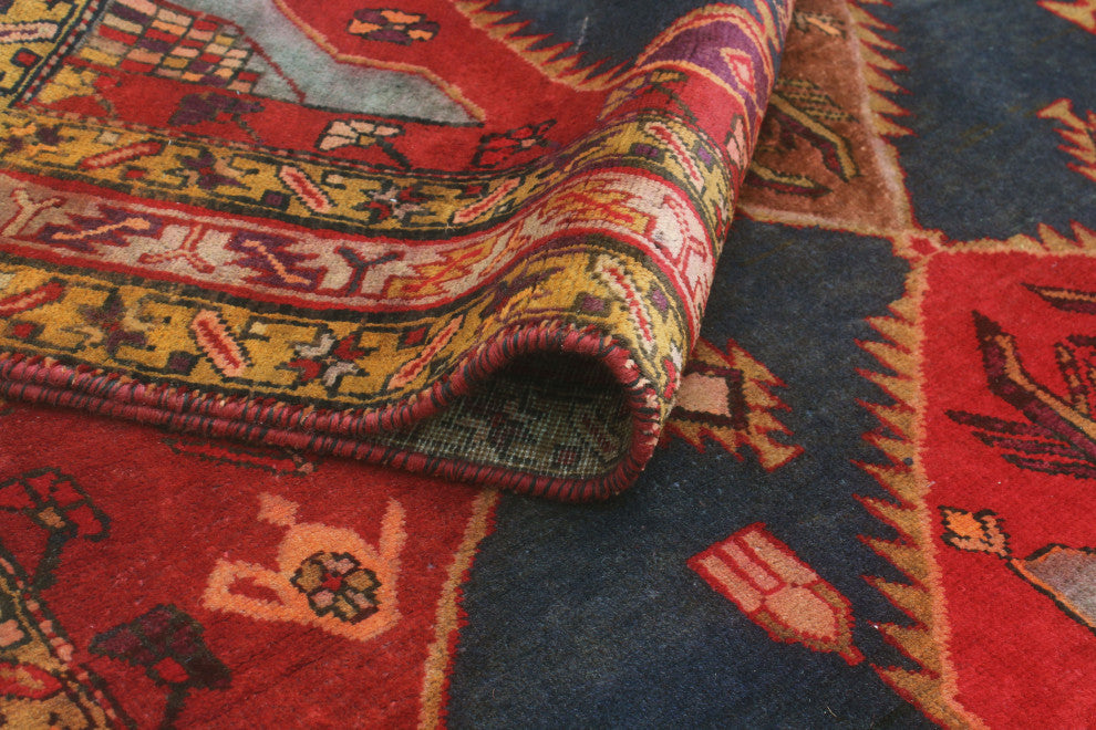 Fine Vintage Distressed Marlan Navy/Rust Runner, 4'7x10'0