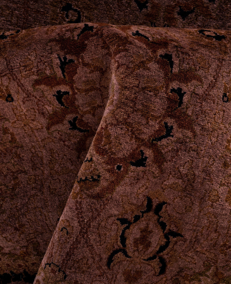 Overdyed One-of-a-Kind Hand-Knotted Area Rug Brown, 6' 1" x 6' 1"