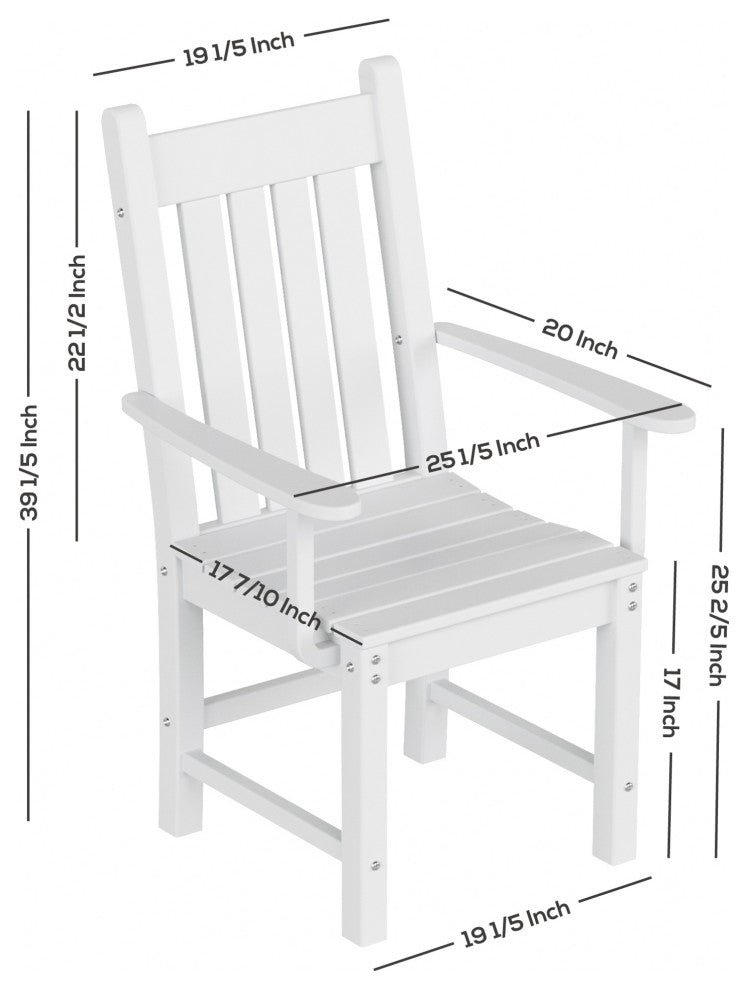 WestinTrends Patio Garden Poly Lumber Dining Arm Chair Indoor Outdoor Furniture, Weathered Wood