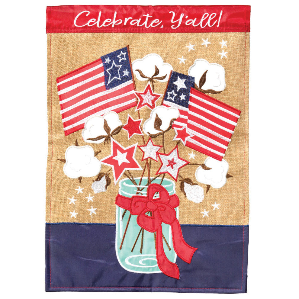 Flag Patriotic Cotton Jar 13x18