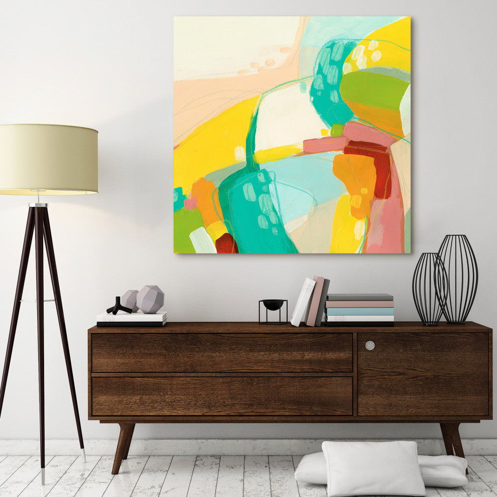 "Chroma 3" Colorful Abstract Wall Art Frameless Free Floating Tempered Glass