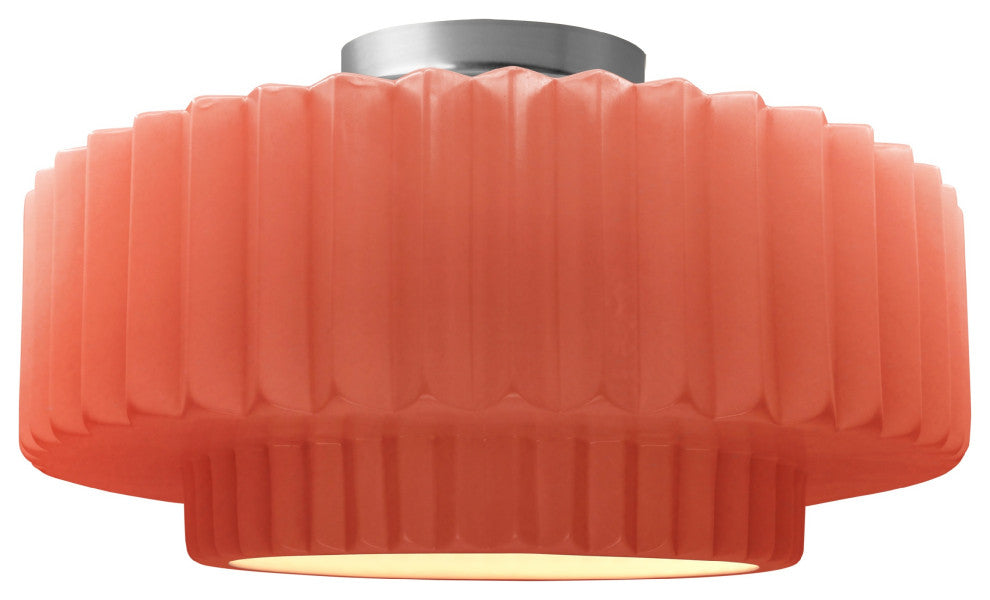 Radiance Medium Tier Pleated Semi-Flush, Gloss Blush Frame, Brushed Nickel, LED