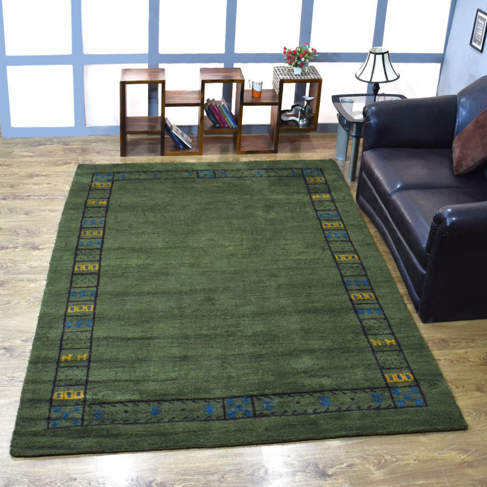 HAND KNOTTED LOOM SILK ECO-FRIENDLY AREA RUG-2'8''x12',Runner,Green,Contemporary