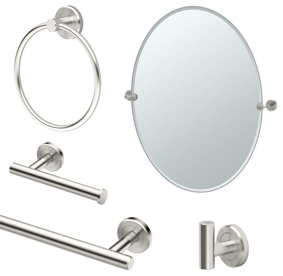 Gatco Latitude2 5-Piece Bathroom Accessory Kit With Mirror, Satin Nickel