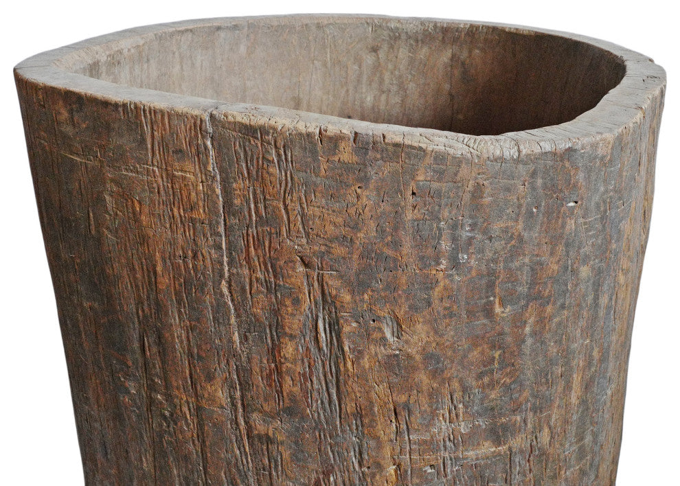 Consigned Giant Naga Wood Trunk Pot 1