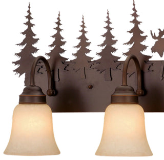 Bryce Bronze Rustic Bathroom Wall Fixture, Moose, 4-Light
