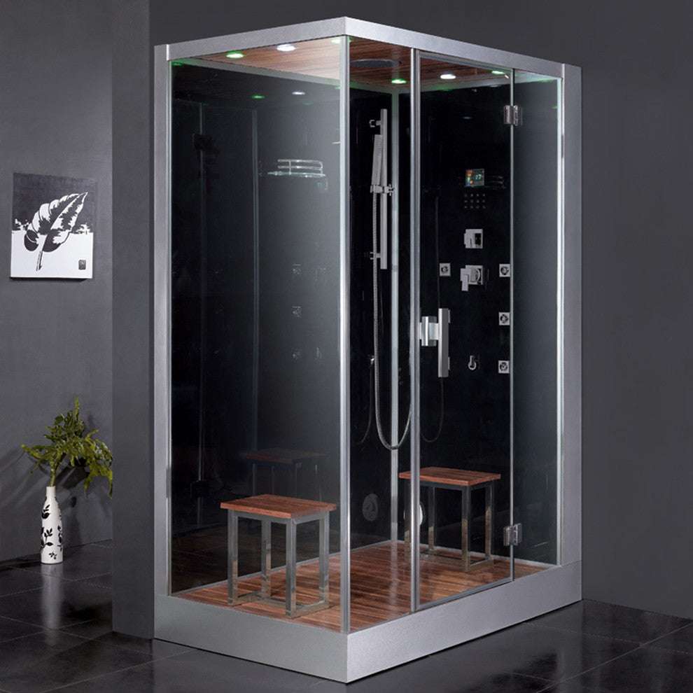 Platinum Black Steam Shower, Black, Right Shower