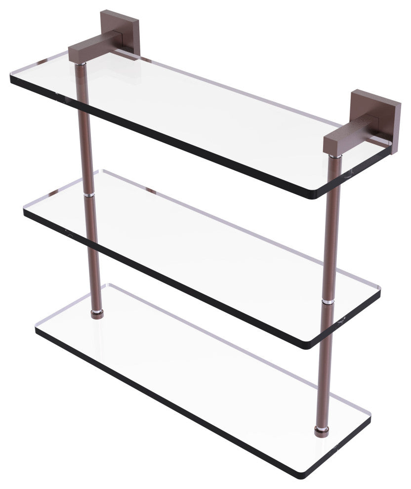 Montero 16" Triple Tiered Glass Shelf, Antique Copper