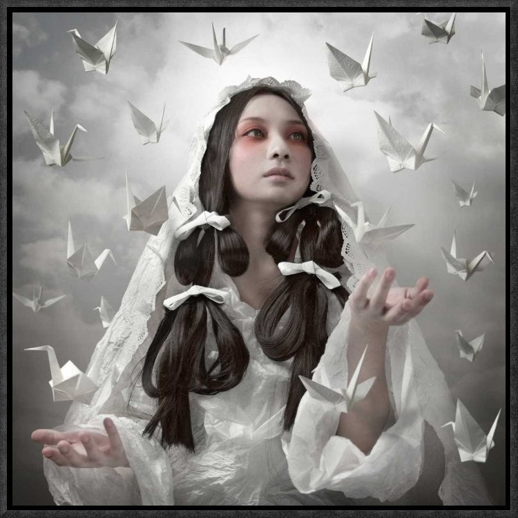 "Goddess Of Origami" Framed Canvas Giclee by Kiyo Murakami, 17x17"