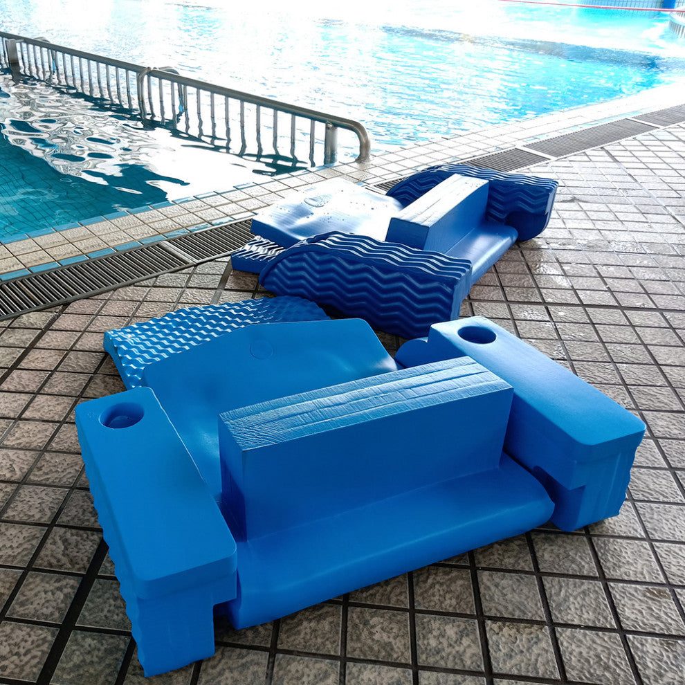 Aqua Floating Pool Lounge Chair with Armrests & Cup Holders "“ Thick Foam Reclin