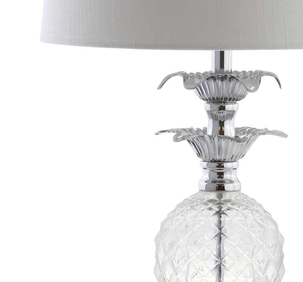 Jane 24" Glass Table Lamp, Clear and Chrome
