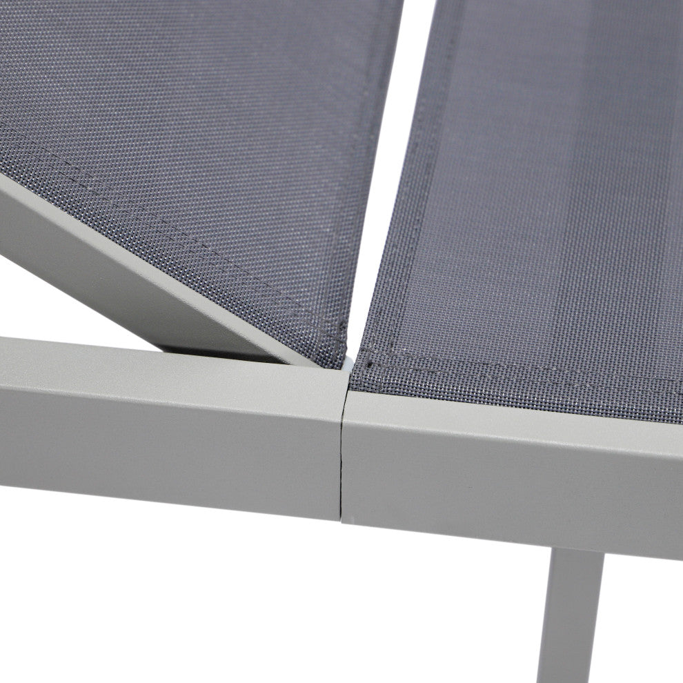 LeisureMod Marlin Patio Chaise Lounge Chair With Gray Frame, Dark Gray