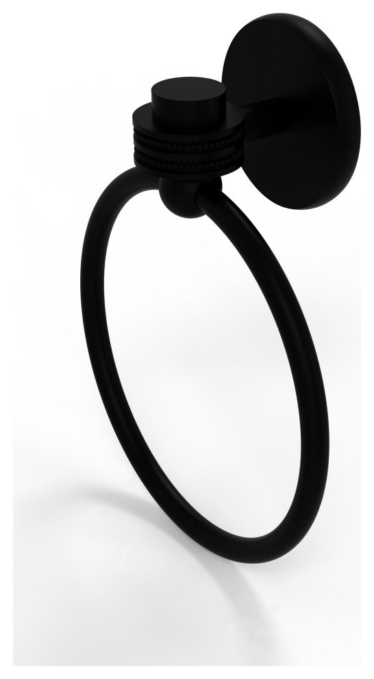 Satellite Orbit One Towel Ring With Dotted Accent, Matte Black