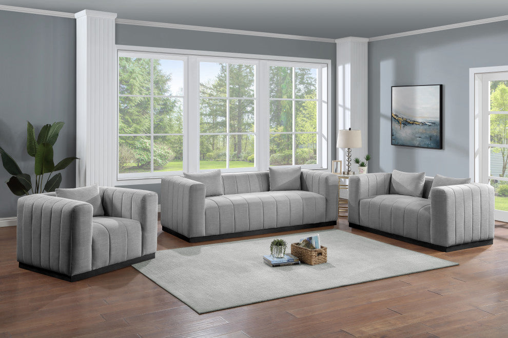 Lucia Beige Linen Textured Fabric Chair, Grey, Sofa