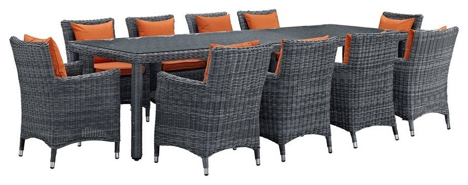 Summon 11-Piece Outdoor Patio Sunbrella Dining Set