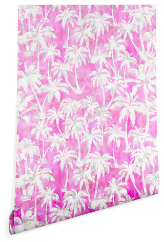 Deny Designs Schatzi Brown Maui Palm 2 Pink Wallpaper, Pink, 2'x4'