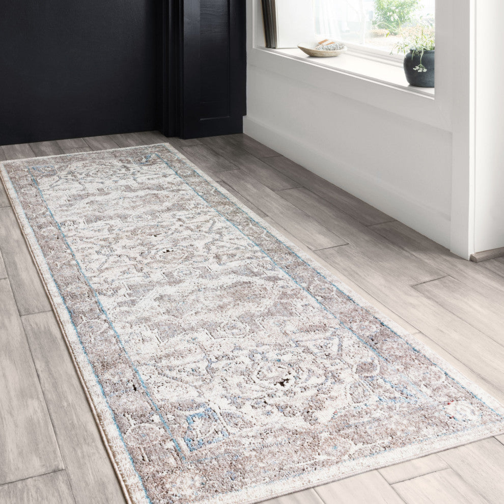Polyester Pile Dante DN-05 Area Rug by Loloi II, Ivory/Stone, 9'6"x13'3"