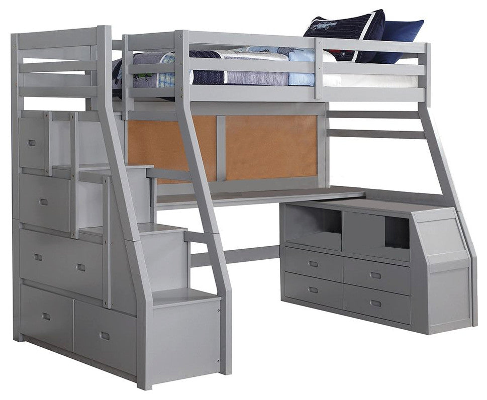 ACME Jason II Loft Bed and Storage Ladder, Gray