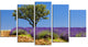 Lone Green Tree in Lavender Field, Large Landscape Canvas Art, 60"x32", 5 Panels