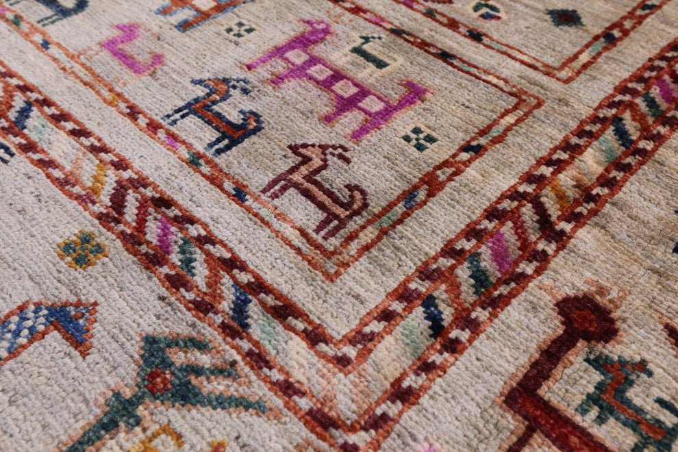 4' 1" X 6' 1" Persian Gabbeh Tribal Hand Knotted Wool Rug - Q12620
