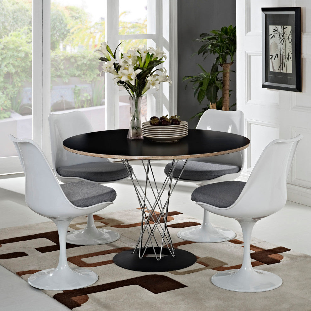 Modern Gray Tulip Dining Side Chair Fabric Set of 4