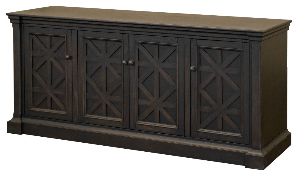 Traditional 70" TV Console Wood Accent Cabinet Fully Assembled Dark Brown