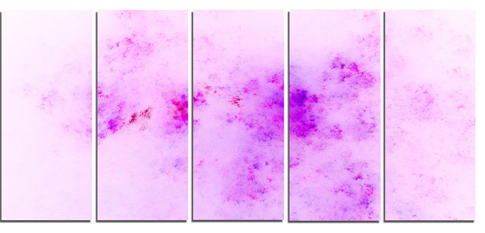Blur Light Pink Sky with Stars, Abstract Canvas Art Print, 60"x28", 5 Panels