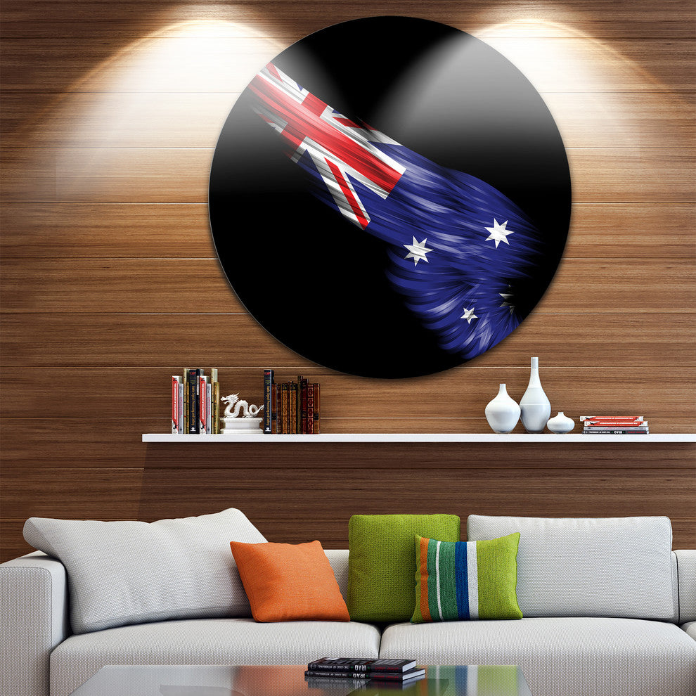 Wing With Australian Flag, Digital Art Round Wall Art, 23"