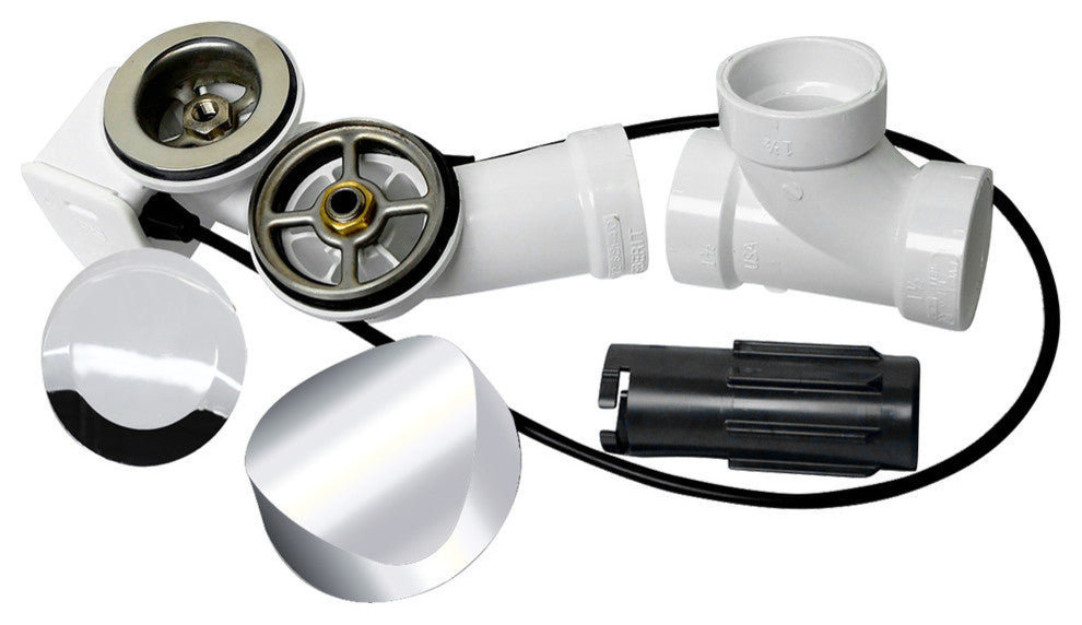 UNI-FLOW Rico Cable Action Drain and Overflow Kit, Chrome