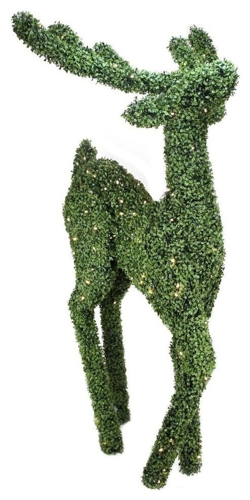 6' Pre-Lit Boxwood Reindeer Christmas Yard Art Decoration