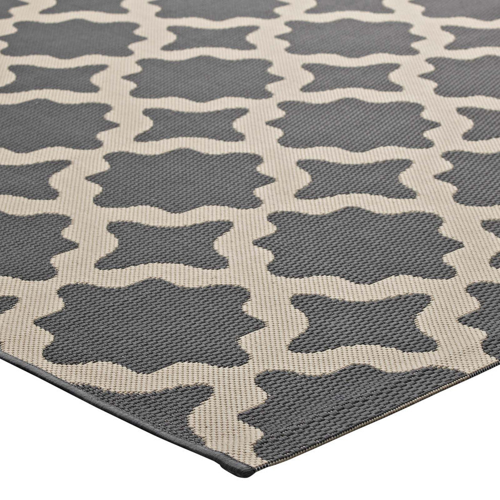 Area Rug Floor Carpet, Indoor Outdoor, Moroccan, Rectangular, 4x6, Gray Beige
