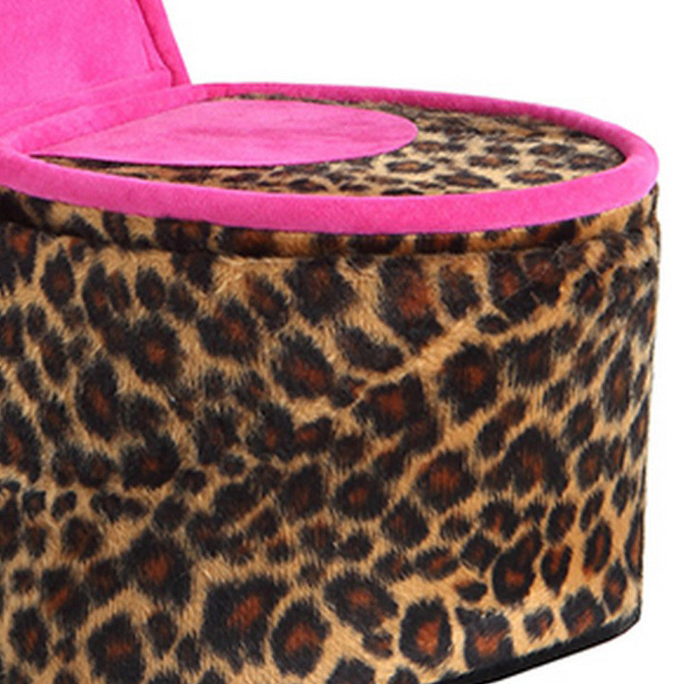 Benzara BM240365 High Heel Cheetah Shoe Jewelry Box With 2 Hooks, Multicolor