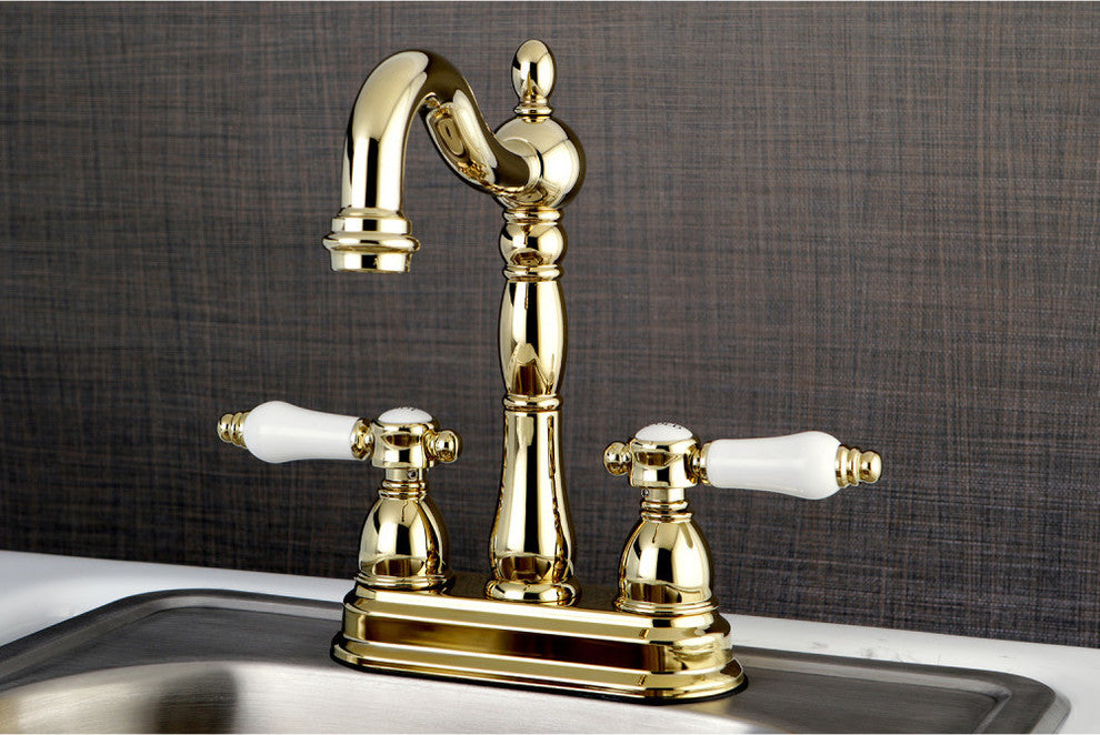 Kingston Brass 4" Centerset Bar Faucet, Polished Brass