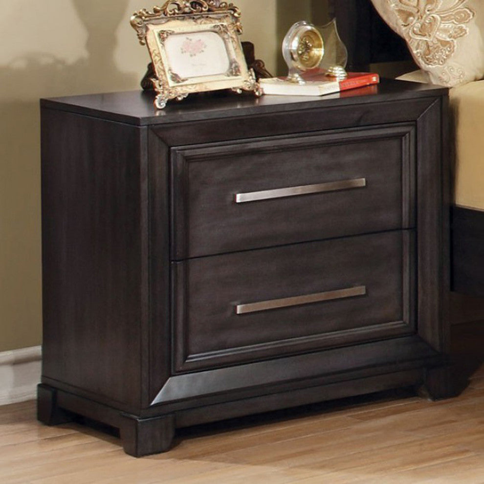 Bradley Transitional Nightstand, Dark Gray Finish