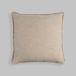 Organic Chic Washed Textured Pillow With Frayed Edges, Taupe