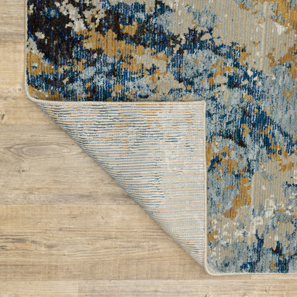 Elements Contemporary Abstract Blue/ Gold Area Rug, 3'3"x5'2"