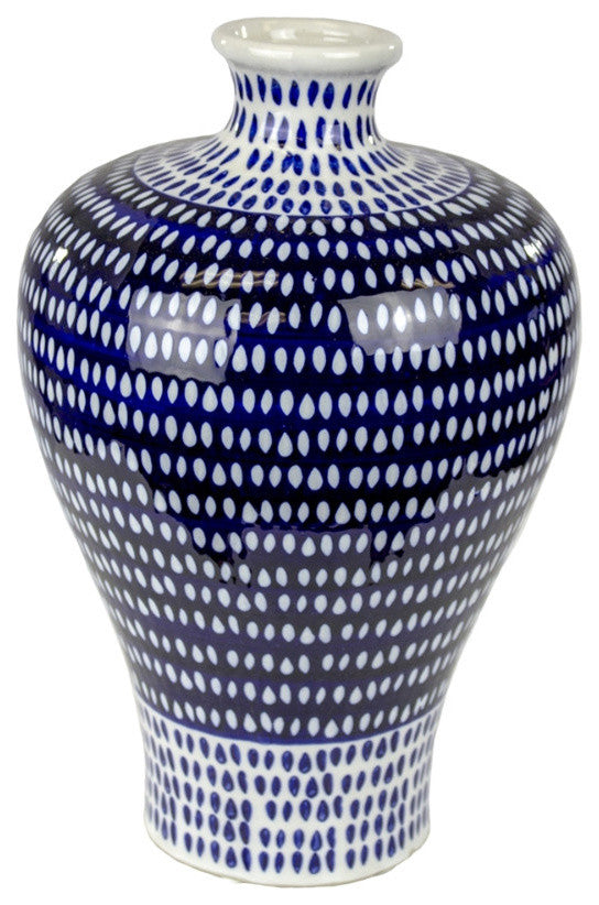 Glamerous Ceramic Vase, Blue & White