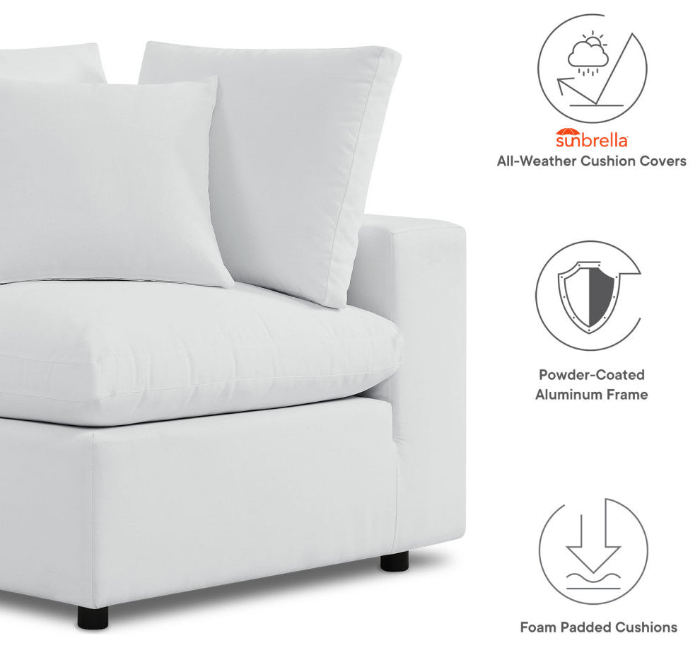 Modular Lounge Sectional Deep Sofa Chair Set, Sunbrella, White, Modern, Outdoor