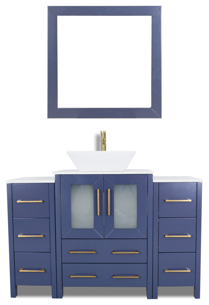 Vanity Art Bathroom Vanity Set With Sink, Blue, 48", Standard Mirror