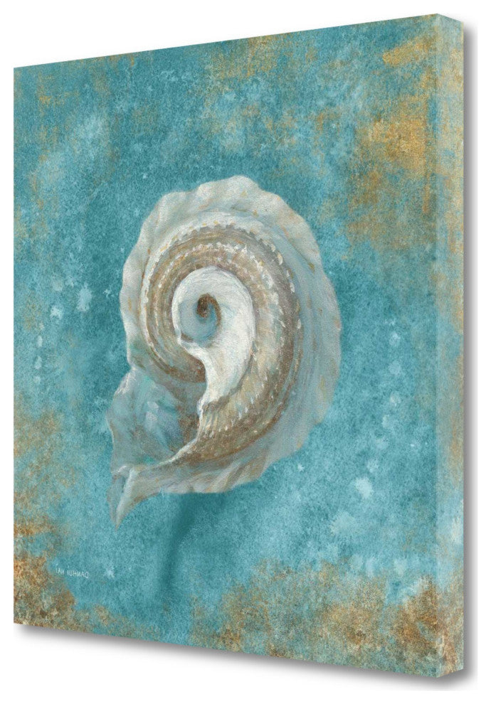 20" Majestic Seashell in the Deep Blue Sea Giclee Wrap Canvas Wall Art