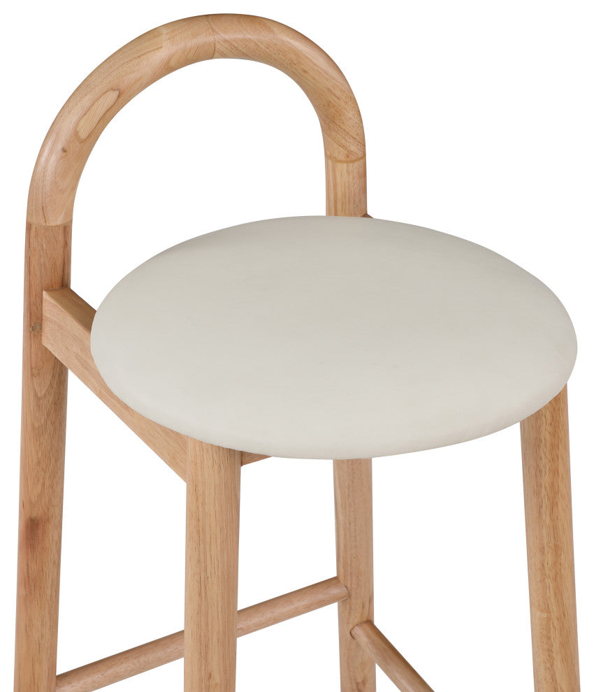 Meridian Furniture Calvin Vegan Leather Stool, Cream, Natural Finish
